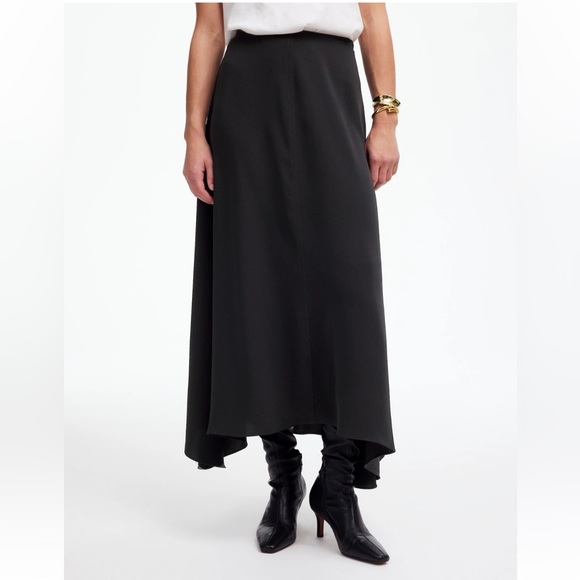 Madewell Asymmetric Midi Skirt Size 2 in True Black NEW NT389 $118 - Picture 1 of 13